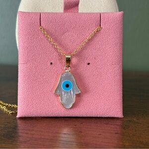 Gold Evil Eye Hamsa Pendant Necklace